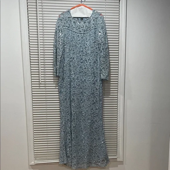 fitted lace wedding dress Embroidered Marina Long Sleeve Ruffle Hem Dress main image 0